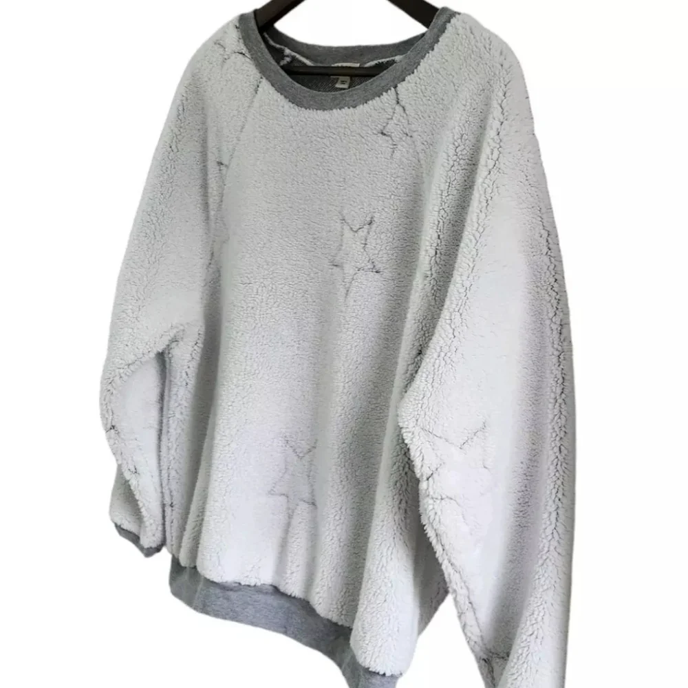 Dylan by True Grit Sherpa Snow Star Crew Sweater Winter White Women Size Small - Picture 4 of 6